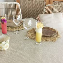 Nappe enduite ronde ou ovale Bambou Taupe