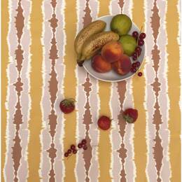 Nappe enduite anti tache ikat jaune curry