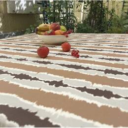Nappe coton enduit ronde ou ovale ikat chocolat