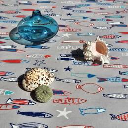 Chemin de table poissons bleu rouge