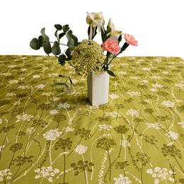 Nappe ronde ou ovale enduite Herbes vertes