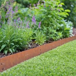 Bordure de jardin flexible en acier corten à emboîter - L.212 x H.8cm