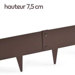 Bordurette métal acier français L.1m x H.7.5cm - Marron RAL 8017