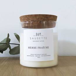 Bougie parfumée en cire végétale 200g - Herbe fraiche