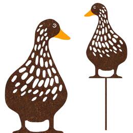Silhouette canard sur tige en acier corten - 28 cm