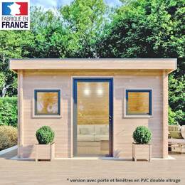 Chalet de jardin BALMAY 15m2 toit plat - Bois Douglas 55mm fabrication française L. 3,9 x l. 3,9 x H. 2,5m