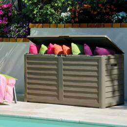 Coffre de rangement Baya couleur taupe en plastique 420L