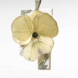 Collier pendentif vraie fleur de pensée - Beige