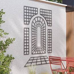 Composition en treillages acier noir - 6 éléments - env. l. 154 x H. 225 cm