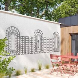 Composition en treillages acier noir - 10 éléments - env. l. 359 x H. 144 cm