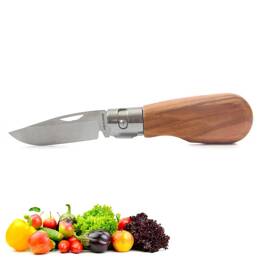 Couteau de poche multi-usages pliant artisanal + étui en cuir