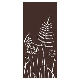 Panneau décoratif en métal L.80 x H.180cm - Fougère et graminées - Marron