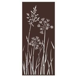 Panneau décoratif en métal L.80 x H.180cm - Allium et graminées - Marron