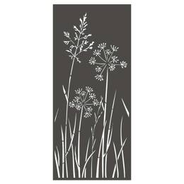 Panneau décoratif en métal L.80 x H.180cm - Allium et graminées - Gris
