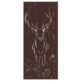 Panneau décoratif extérieur en métal L.80 x H.180cm - Cerf et faisan - Marron