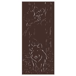 Panneau décoratif extérieur en métal L.80 x H.180cm - Sanglier et chouette - Marron