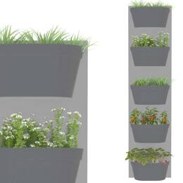Jardin vertical 5 bacs, fond gris clair bac anthracite