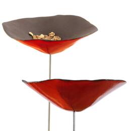 Coquelicot Mangeoire ou buvette en Céramique rouge x1 - diam.10cm