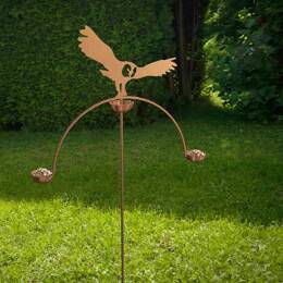 Mangeoire à balancier modèle chouette en acier corten