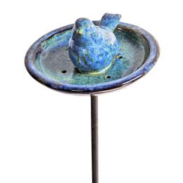 Mangeoire Oiseau Céramique email bleu