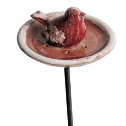 Mangeoire Oiseau Céramique email rose