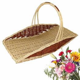 Panier de cueillette plat en osier tressé