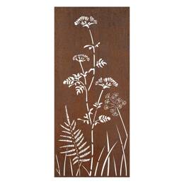 Panneau décoratif en acier corten L.80 x H.180cm - Ombellifères et fougère