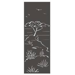 Panneau décoratif extérieur en métal L.53 x H.144cm - Pin parasol gris