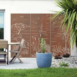 Panneaux décoratifs en acier corten L.240 x H.180cm - Bord de mer