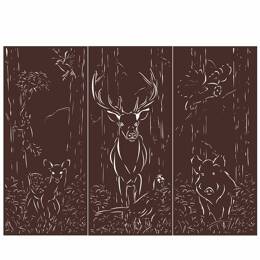 Panneaux décoratifs en métal L.240 x H.180cm Marron - Scène foret - lot de 3