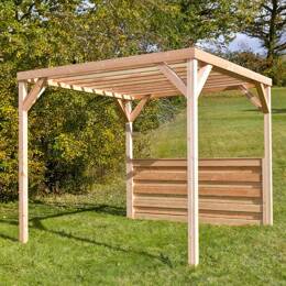 Pergola en bois Douglas français L. 2,90 x l. 2,90 x H. 2,50m + 1 module occultant