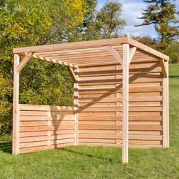 Pergola en bois Douglas français L. 2,90 x l. 2,90 x H. 2,50m + 3 modules occultants