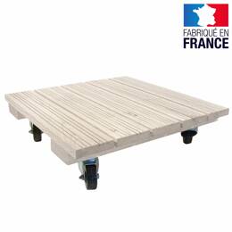 Plateau porte plantes en bois à roulettes BLANC - Carré 40cm