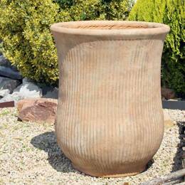 Grand pot de fleur - Cuvier strié en terre cuite diam. 80cm - 425L