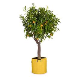 Pot de fleur extérieur en textile recyclé 40cm - Jaune