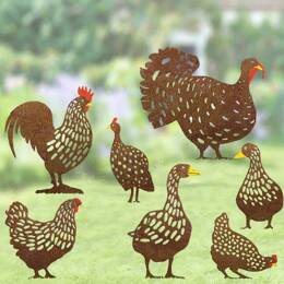 Collection basse cour sur tige en acier corten - au choix