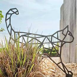 Silhouette chat origami en acier corten H. 50cm