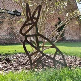 Silhouette lapin origami en acier corten H. 43cm