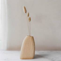 Soliflore en bois - Frêne - Vase décoratif artisanal - L. 12 x l. 2,5 x H. 12 cm