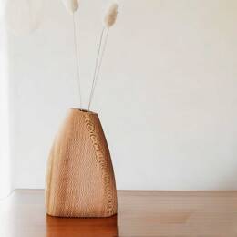 Soliflore en bois - Platane - Vase décoratif artisanal - L. 12 x l. 2,5 x H. 12 cm