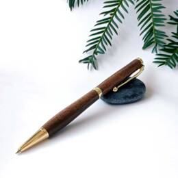 Stylo à bille artisanal + recharge encre noire - Noyer