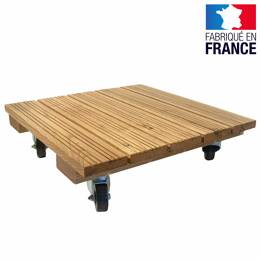 Plateau porte plantes en bois à roulettes - Carré 60cm