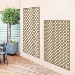 Treillis bois décoratif maille losange - Bois naturel