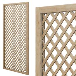 Treillage en bois renforcé L.2m x l.1m - bois naturel - Panneau rectangle, maille losange 47mm