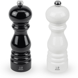 Paris Duo de moulins à poivre et à sel manuels en bois laqué noir et laqué blanc 18 cm - 7'