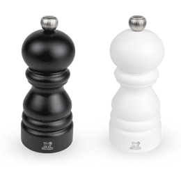 Paris Duo de moulins à poivre et à sel manuels en bois noir mat et blanc mat 12 cm - 4.75'