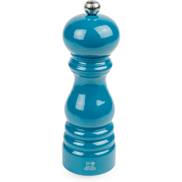 Paris Moulin à poivre manuel en bois laqué, bleu pacifique, 18 cm - 7in.