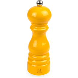 Moulin à poivre manuel en bois laqué, jaune safran, 18 cm - 7in.