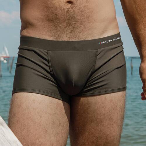 Boxer de bain kaki - broderie