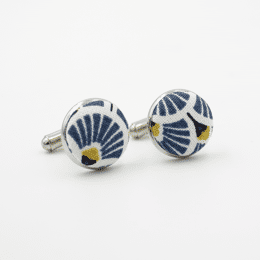 Bouton de manchette à Plumes Bleu